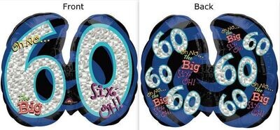 Foil Balloon - Oh No the Big 60 - 21"x26"