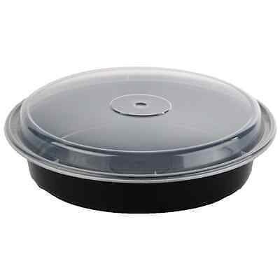 Container-Black-w/ lid-Plastic-9.5''