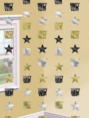 Danglers-Star String-Black,Silver,Gold-Foil-6pk/7ft