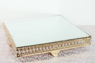 Rental-Large Mirror Cake Stand-Gold Square-1Day