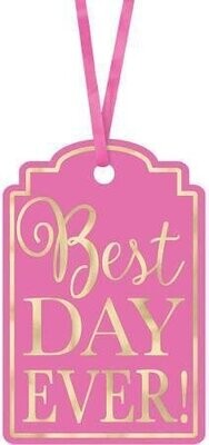 Tags Best Day Ever-Bright Pink and Gold-25pcs-2&quot;X3&quot;