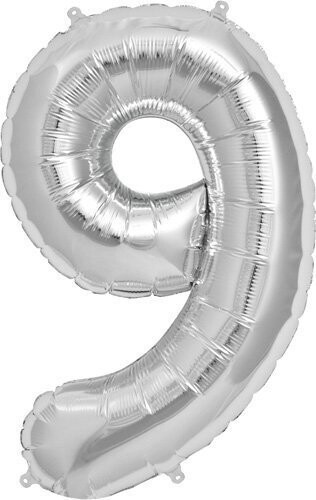 Foil Balloon  -Silver - #9 - 34&quot;