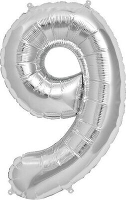 Foil Balloon  -Silver - #9 - 34&quot;