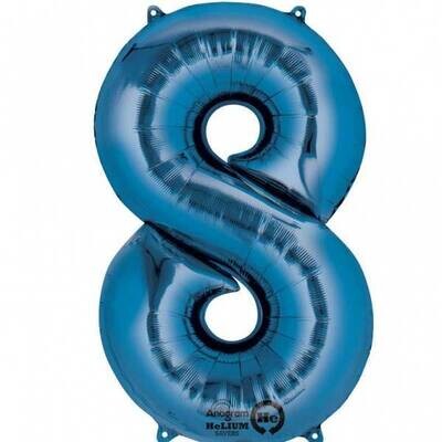 Foil Balloon - Blue - # 8 - 21&quot;x 34&quot;