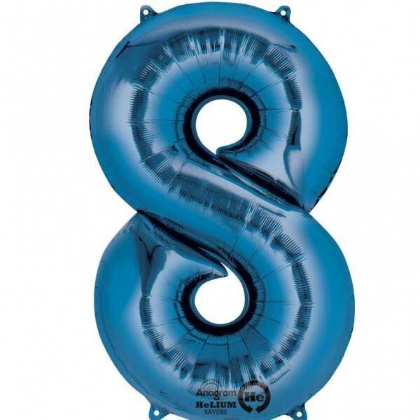 Foil Balloon - Blue - # 8 - 21&quot;x 34&quot;