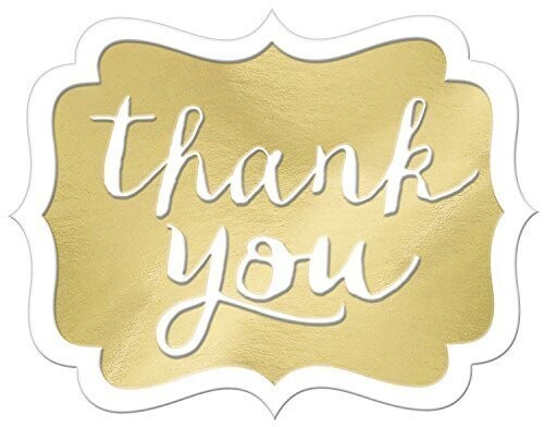 Stickers-Thank You-Gold-50pcs-1.5&#39;&#39; x 1&#39;&#39;