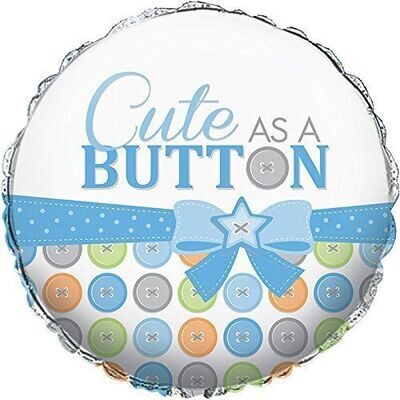 Foil Balloon - Cute as a Button Boy - 18&quot;