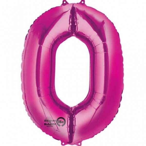 Foil Balloon-Supershape-Number &quot;0&quot;-Hot Pink