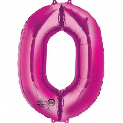 Foil Balloon-Supershape-Number &quot;0&quot;-Hot Pink