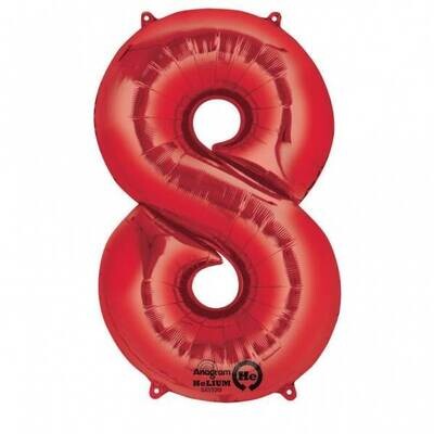 Foil Balloon - Red - #8 - 21&quot;x34&quot;