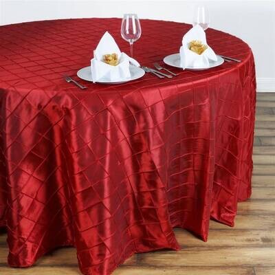 Rental-Round table Cloth-Pintuck Red-120&#39;&#39;-1Day