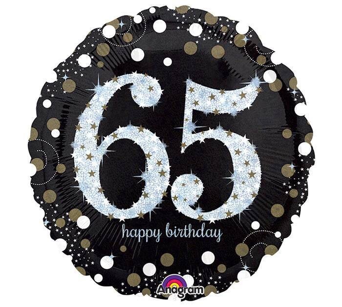 Foil Balloon - 65th Birthday Sparkle - 18&quot;