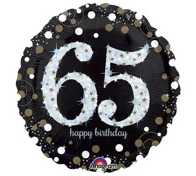 Foil Balloon - 65th Birthday Sparkle - 18&quot;