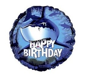 Foil Balloon - Shark Splash Happy Birthday - 18&quot;