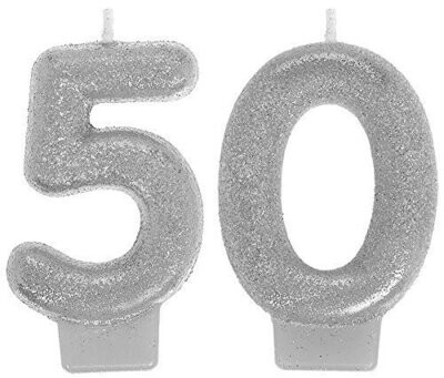 Candles-Silver Sparkling Celebration 50