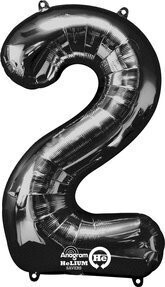 Foil Balloon - Supershape - Number &quot;2&quot; - Black - 34&quot;
