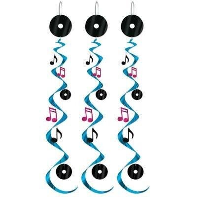 Danglers-Foil Swirl-50&#39;s Rock &amp; Roll-3pkg-30&quot;
