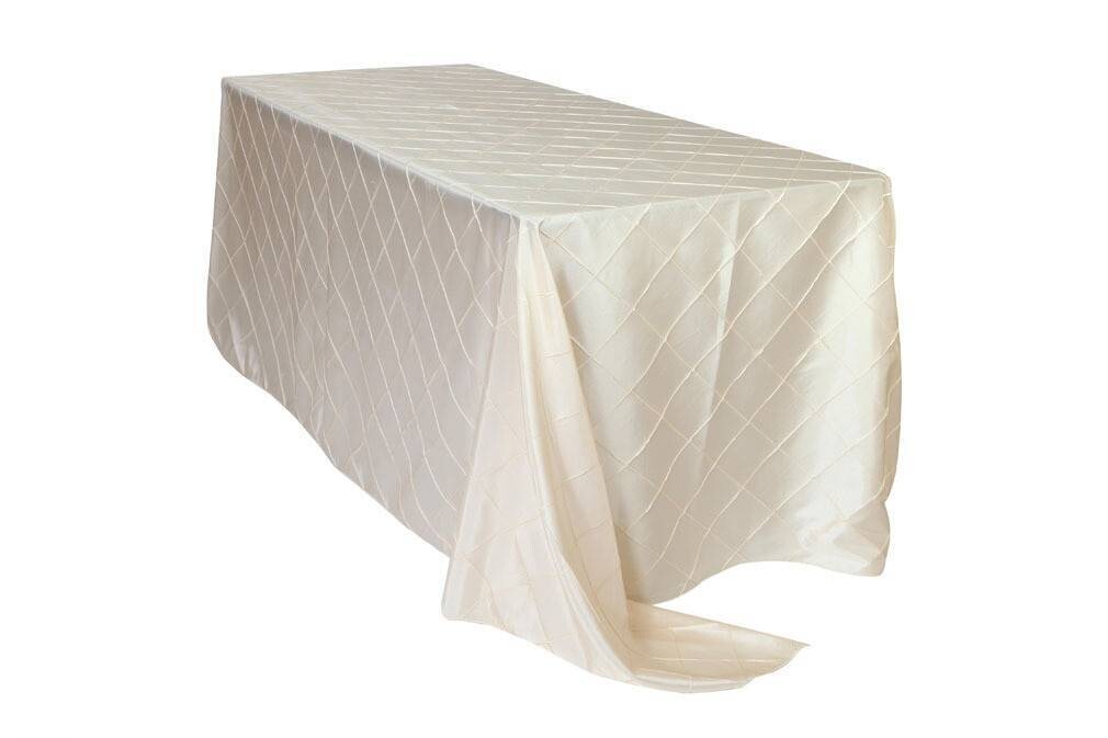 Rental-Rectangular table Cloth-Pintuck Ivory-90&#39;&#39;x156&#39;&#39;-1Day