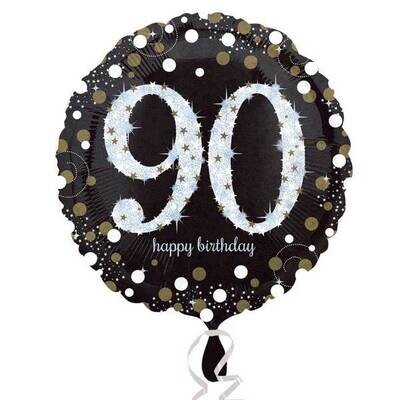 Foil Balloon - 90th Birthday Sparkle - 18&quot;