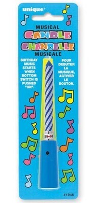Musical Candle-Striped Blue or Pink-1pkg-3&quot;