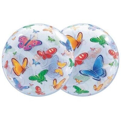 Plastic Bubble Balloon-Colorful Butterflies-1pkg-22&quot;