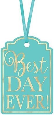 Tags-Best Day Ever-Robin&#39;s Egg Blue and Gold-25pcs-2&quot;X3&quot;