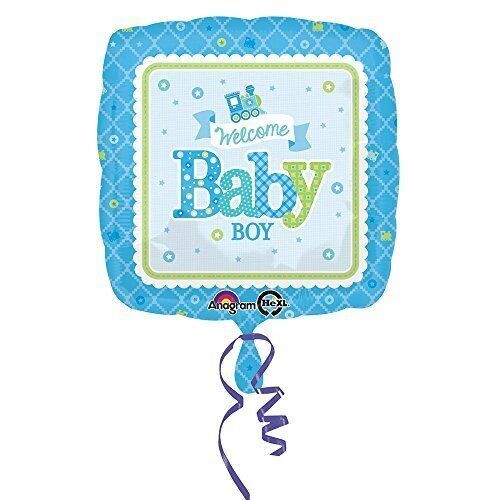 Foil Balloon - Welcome Baby Boy Train - 18&quot;