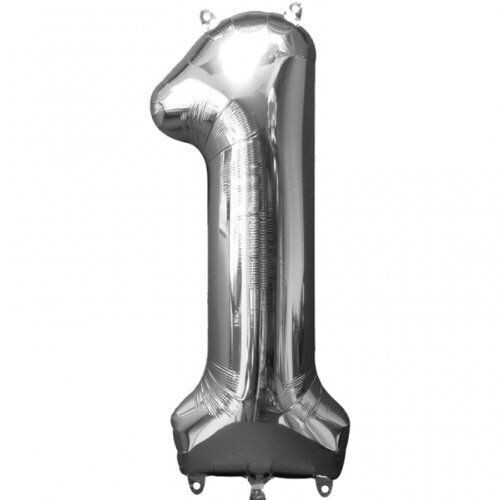 Foil Balloon - Silver - #1 - 34&quot;x13&quot;