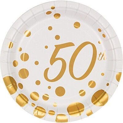 Plates-BEV-Sparkle Shine 50th Anniversay-8pk-Paper - Discontinued
