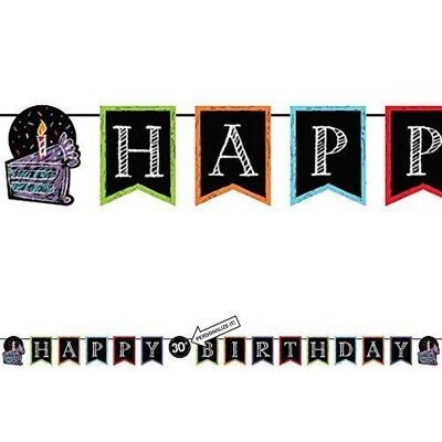 Shaped Banner-Customizable-Chalk Happy Birthday-1pkg-6&quot;x9ft