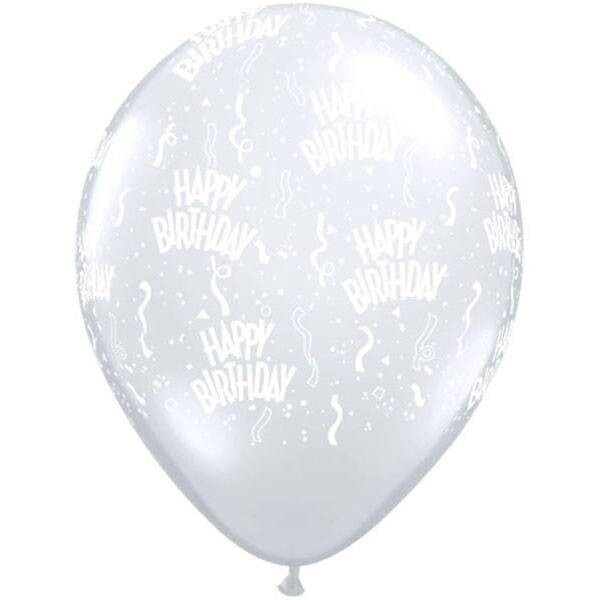 Latex Balloon-Birthday A Round Diamond Clear-1pkg-11&quot;