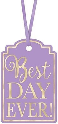 Tags-Best Day Ever-Lavender and Gold-25Pk-2&quot;X3&quot;