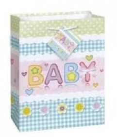 Gift Bag-Glitter Baby Buttons-1pkg-9&quot;x7&quot;x4&quot;