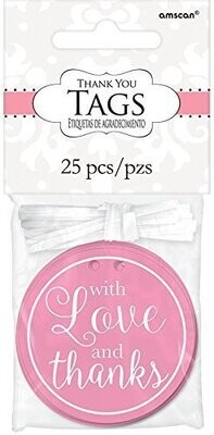 Tags-With Love And Thanks-New Pink-25pk-2&#39;&#39;