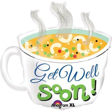 Foil Balloon - Jumbo - Get Well Soon Soup Cup - 29&quot;