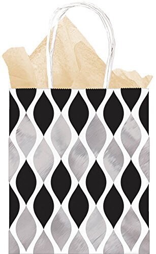 Gift Bag-Medium-Black & White Wave-12.75'' x 5.25''