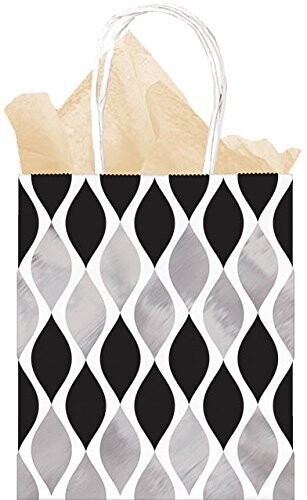 Gift Bag-Medium-Black &amp; White Wave-12.75&#39;&#39; x 5.25&#39;&#39;