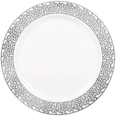 Plates-LN-Premium-Silver Lace-Plastic-20pk
