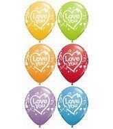 Latex Balloon-Love You Vibrant Hearts Assortment-1pkg-11"