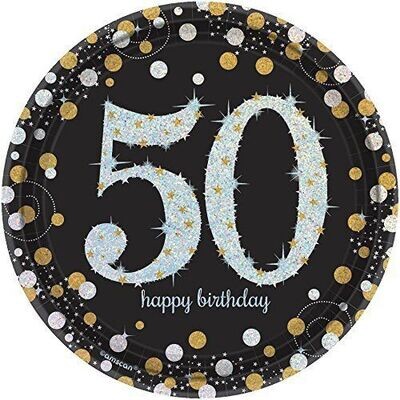 Plates - BV - Sparkling Celebration 50th - 8pkg - 7&quot;