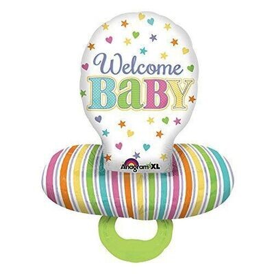 Foil Balloon - Welcome Baby Pacifier - 22&quot;x29&quot;