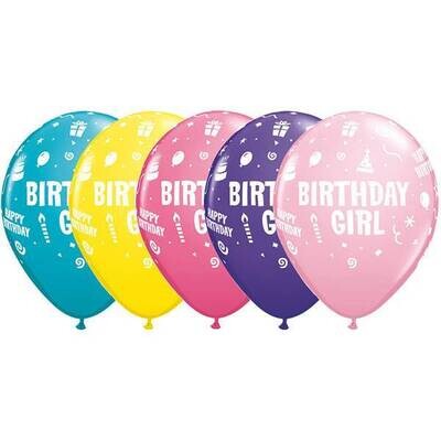 Latex Balloon-Birthday Girl Assortment-1pkg-11&quot;