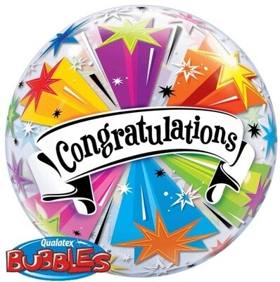 Plastic Bubble Balloon-Congratulations Stars-1pkg-22&quot;