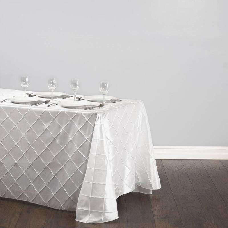 Rental-Rectangular Table Cloth-Pintuck White-90&#39;&#39;x156&#39;&#39;-1Day