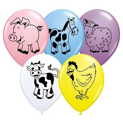 Latex Balloon-Farm Animal Assortment-1pkg-11&quot;