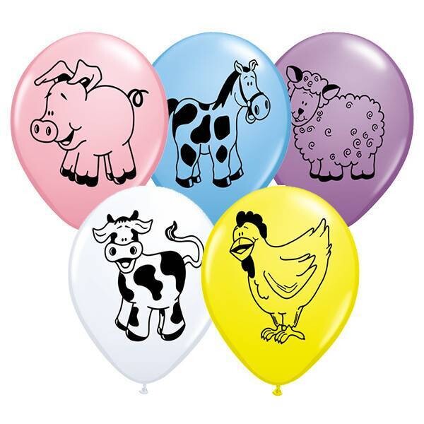 Latex Balloon-Farm Animal Assortment-1pkg-11&quot;