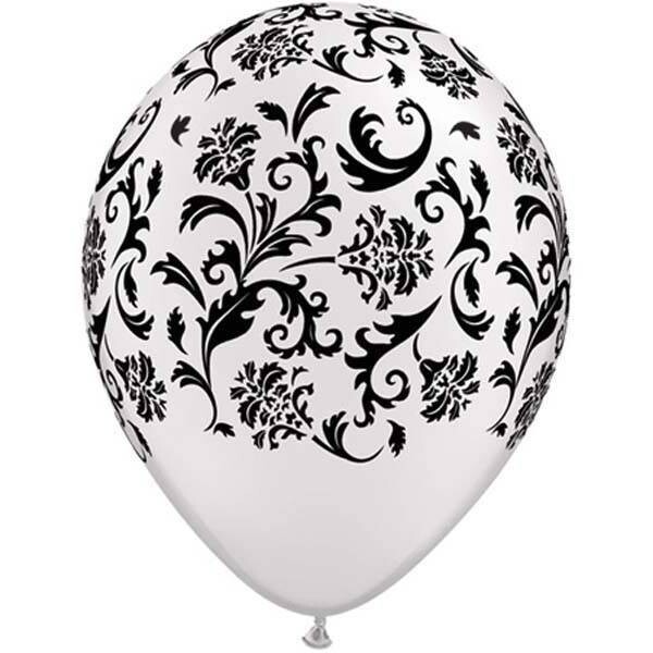 Latex Balloon-Damask Print Pearl White-1pkg-11&quot;