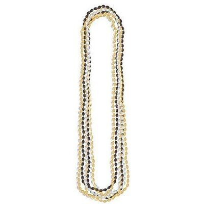 Metallic Bead - Black / Silver / Gold - Necklace - 8pcs