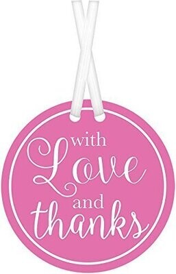 Tags-With Love And Thanks-Bright Pink-25pk/2&#39;&#39;
