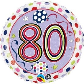 Foil Balloon - 80 Dots and Stripes - 18&quot;